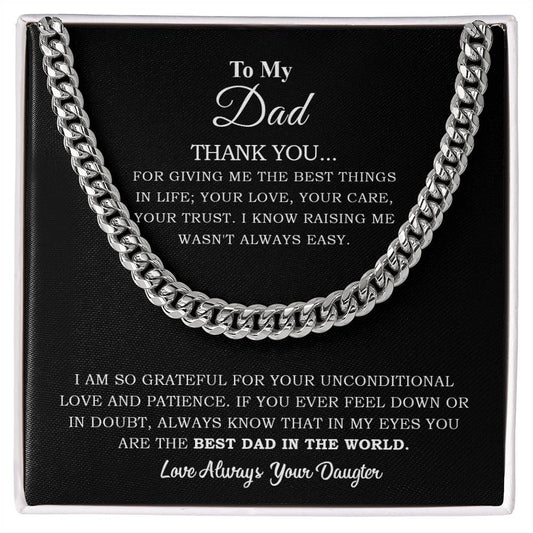 To My Dad | Thank You - Cuban Link Chain